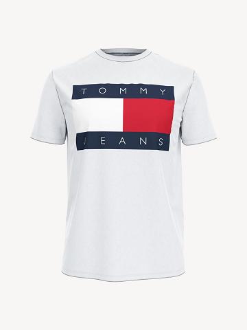 Férfi Tommy Hilfiger Classic flag logo Póló Fehér | HU 798XYU